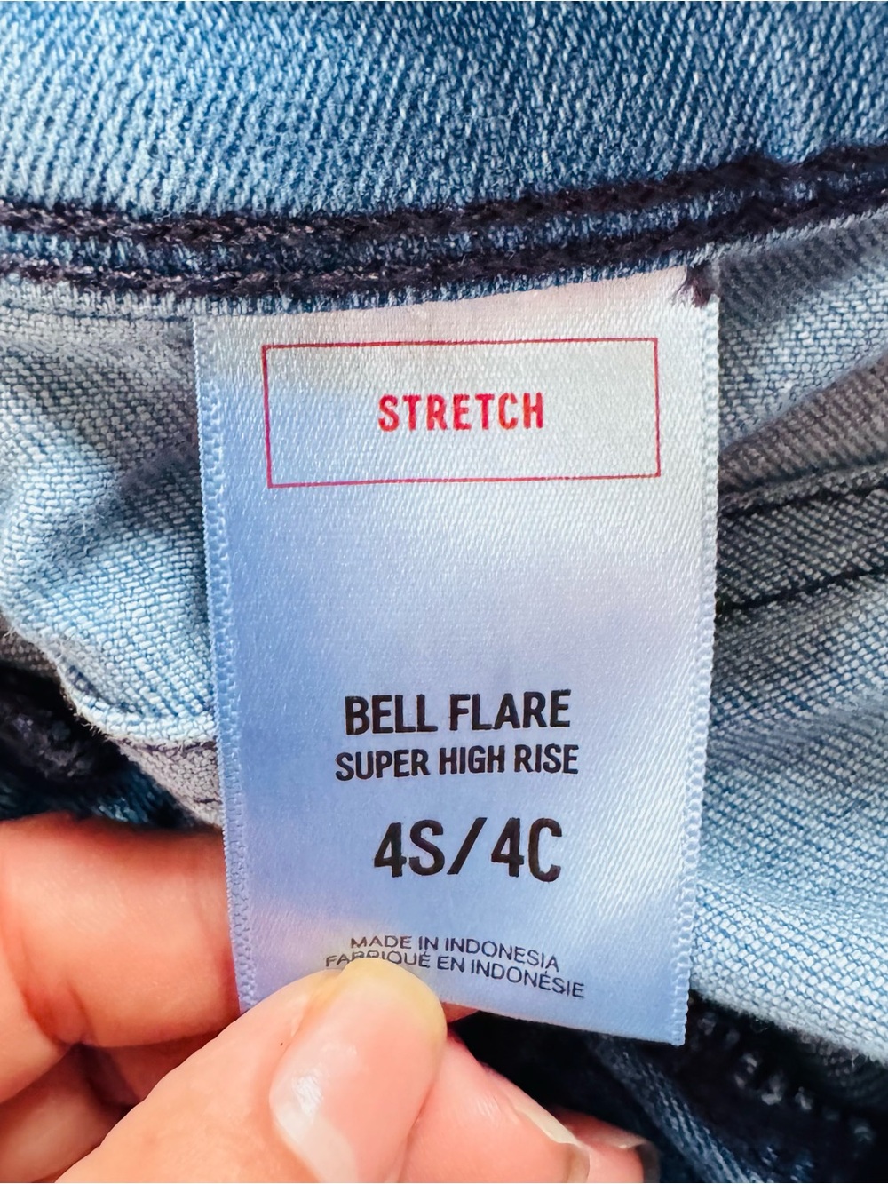 Express 70s High-Rise Light Blue Flare Jeans, Size 4S - Picture 9 of 10